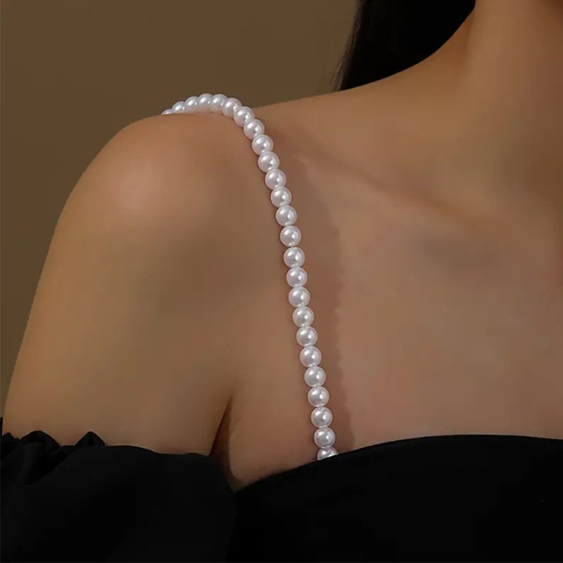 Wedding Dress Supply - フェイクパールブラジャー肩装飾弾性ストラップ親密なアクセサリー女性のためのウェディングドレス日常着用ブラジャーショルダーストラップ