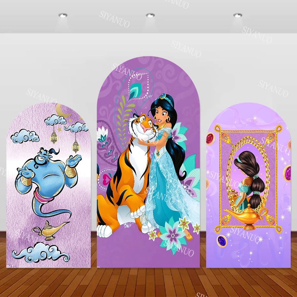 Photo Booth Prop - プリンセスジャスミンアラジン背景幕ベビーシャワー子供の誕生日装飾写真アーチカバー写真背景写真撮影背景幕
