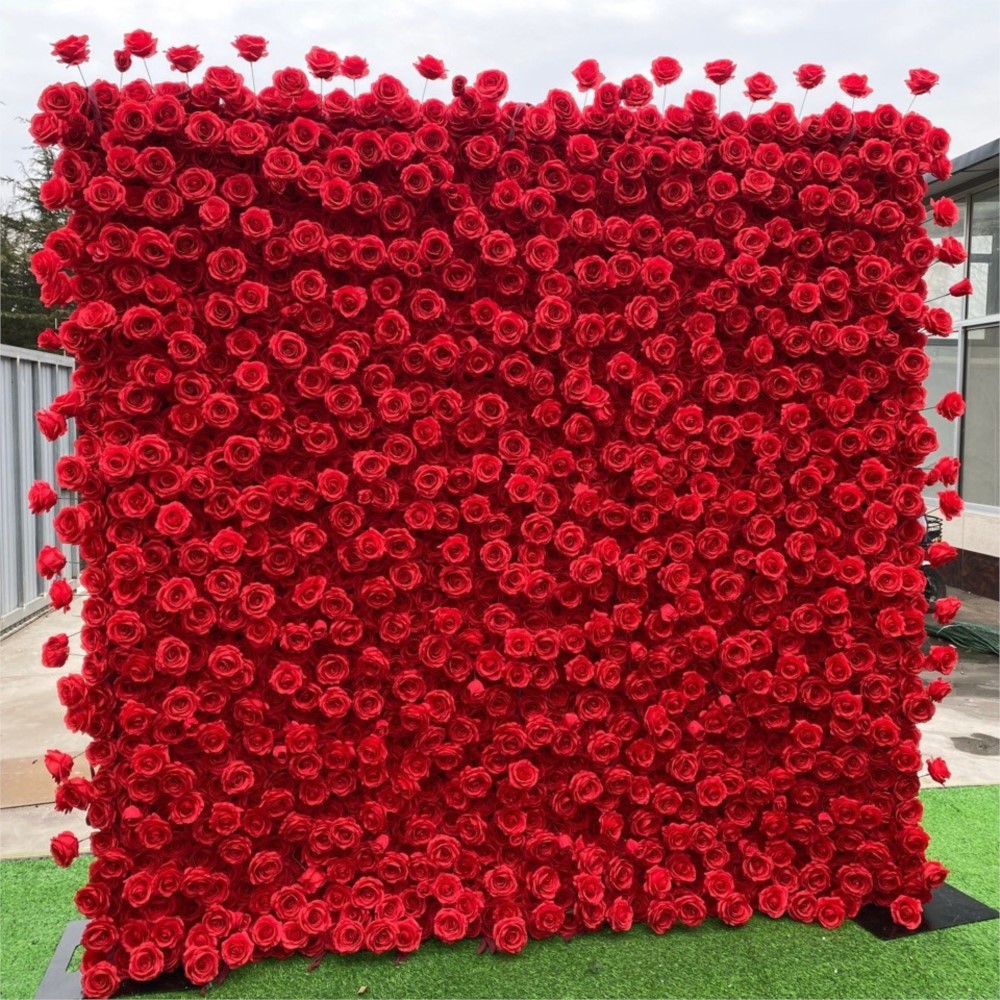 Uflower レッドローズ 5D 布製フラワーウォール ウ - Wedding Backdrop Curtain のレビューと価格