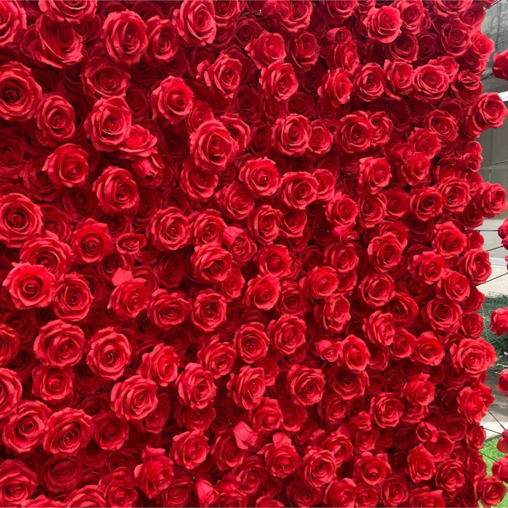 Uflower レッドローズ 5D 布製フラワーウォール ウ - Wedding Backdrop Curtain のレビューと価格