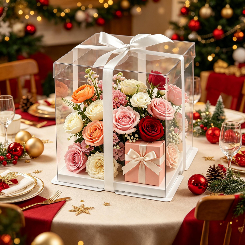 透明ケーキボックス 大型ギフト包装 ギフトボックス 梱包用品 - Wedding Supply.Box のレビューと価格