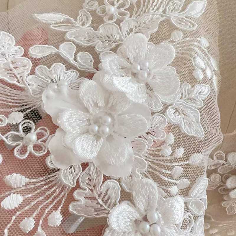 2個=1ペア、ロープ刺繍パールレース3Dミラーフラワー、DI - Wedding Dress Supply のレビューと価格