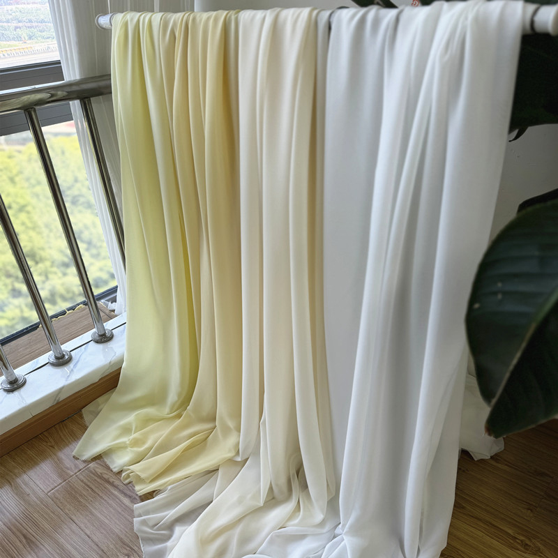 結婚式のパーティーの装飾用のシフォン生地,白,黄色,白,手作 - Wedding Backdrop Curtain のレビューと価格