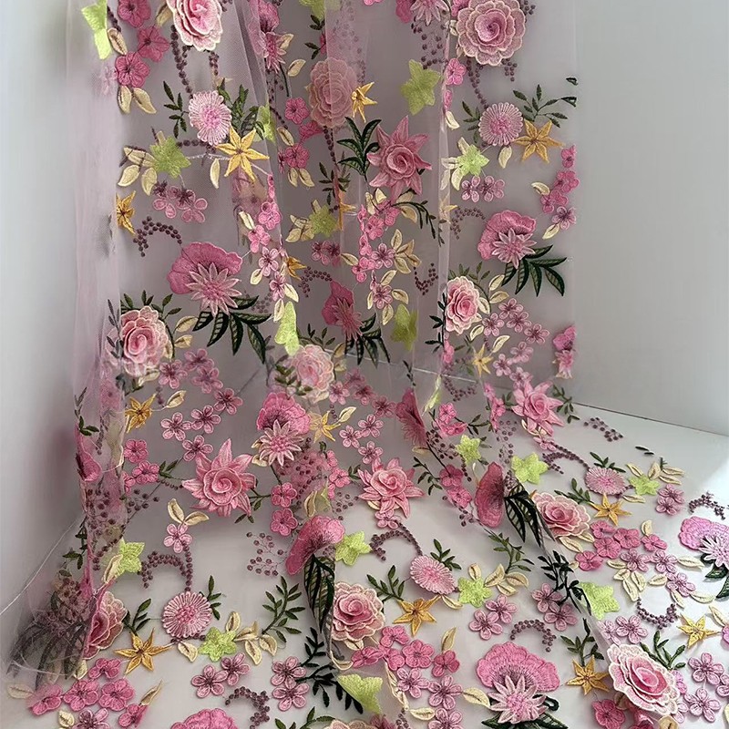90x130cm 3D花柄刺繍チュールレースメッシュ生地 D - Wedding Dress Supply のレビューと価格