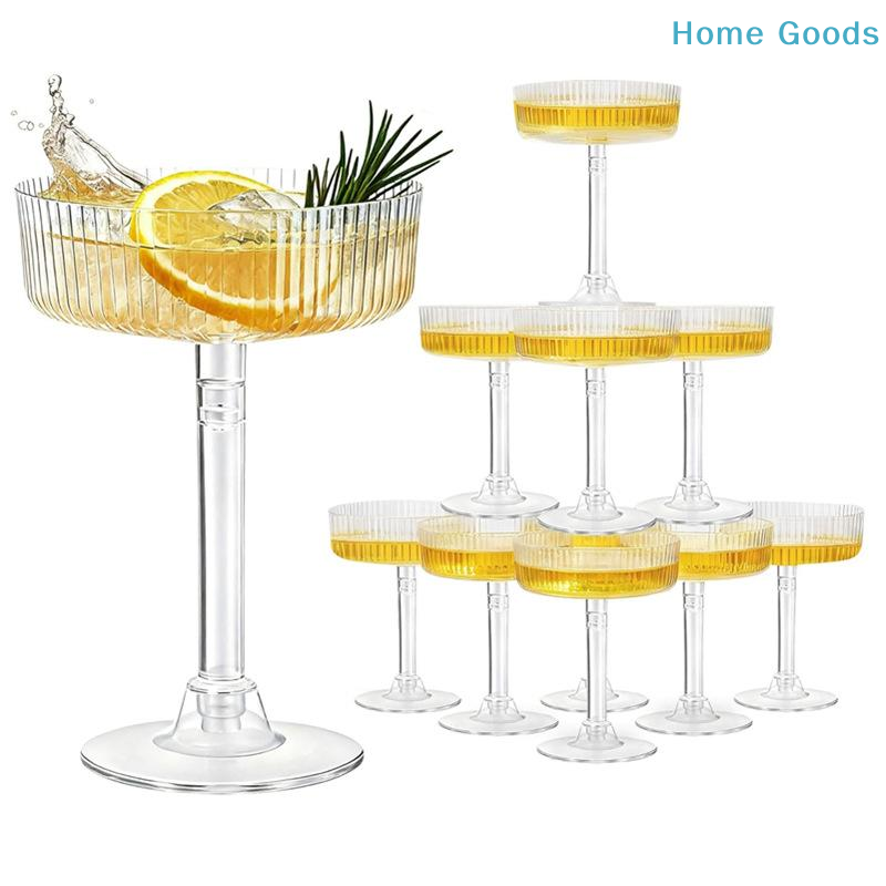 10個入り 再利用可能な透明プラスチック製マティーニグラス  - Champagne Tower Set のレビューと価格