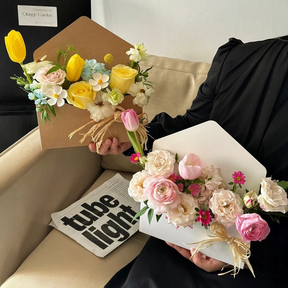 5種類の封筒型花柄ボックス、ラブレターデザインDIYフラワー - Wedding Supply.Box のレビューと価格