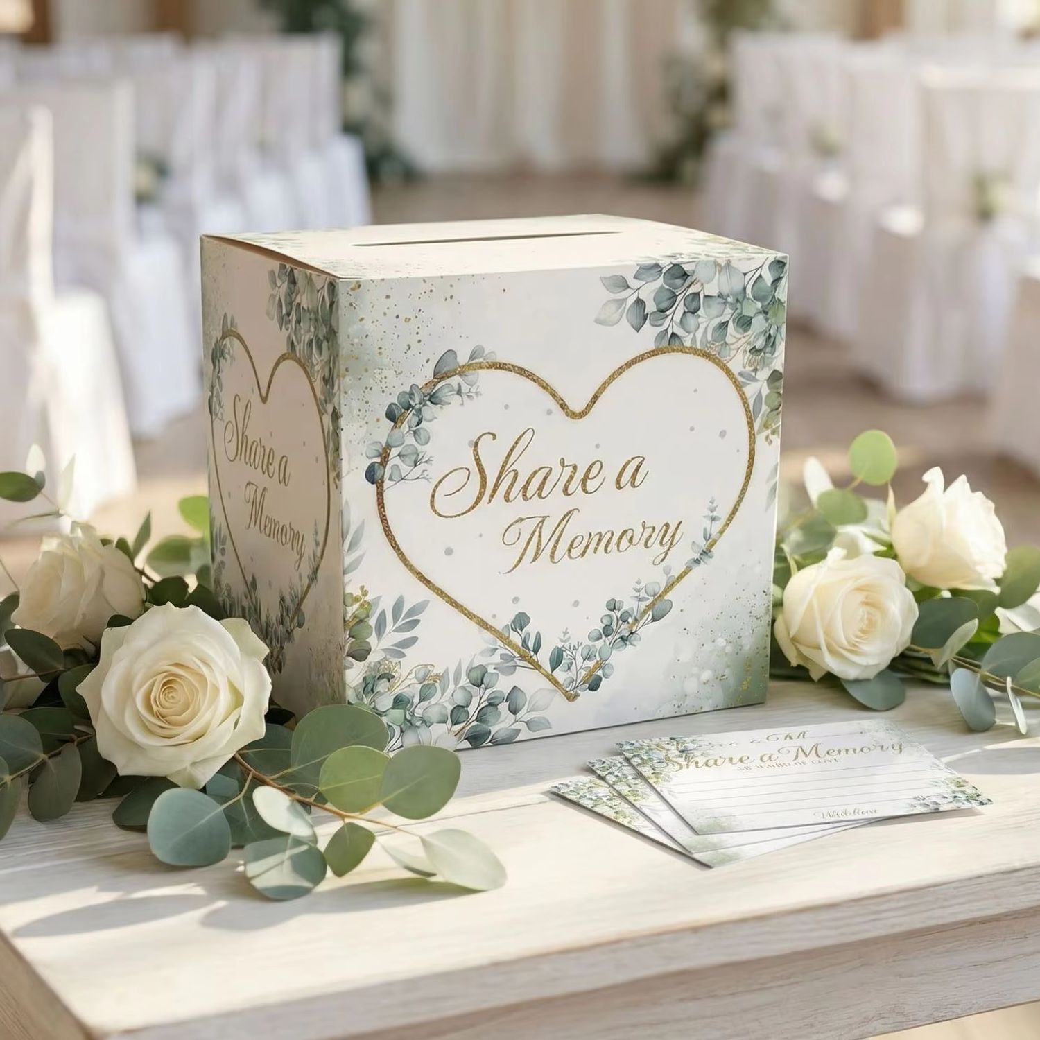 白い花柄のウェディングカードボックス、ブライダルベビーシャワ - Wedding Supply.Box のレビューと価格