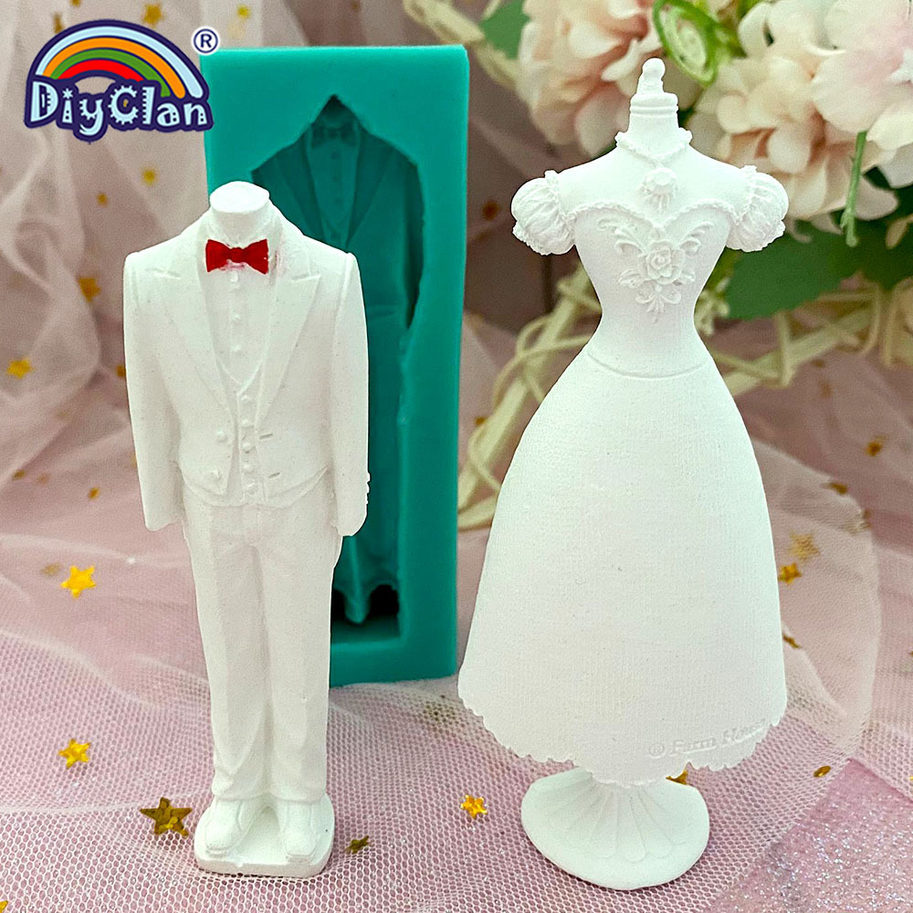 結婚式の装飾シリコンモールドウェディングドレスフォンダンケー - Wedding Dress Supply のレビューと価格