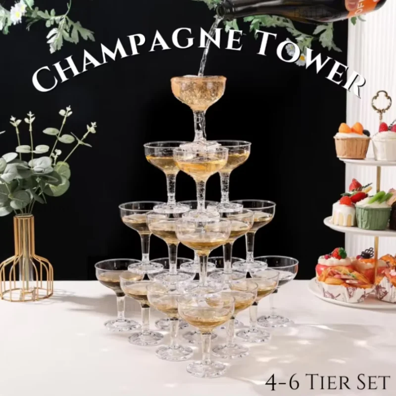20-60個入り アクリル製シャンパンカップグラス 5オンス - Champagne Tower Set のレビューと価格