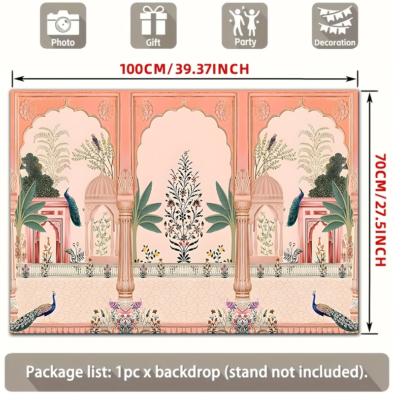 華やかなムガル風花柄孔雀の背景幕、結婚式パーティーイベント装 - Wedding Backdrop Curtain のレビューと価格