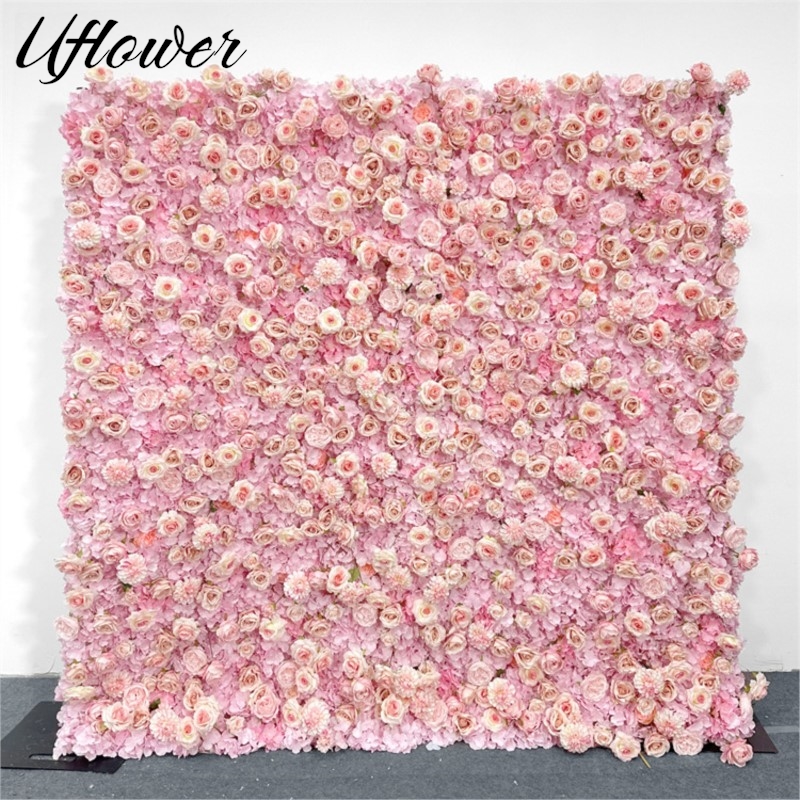 Uflower ピンクローズアジサイ布製フラワーウォールウェ - Wedding Backdrop Curtain のレビューと価格
