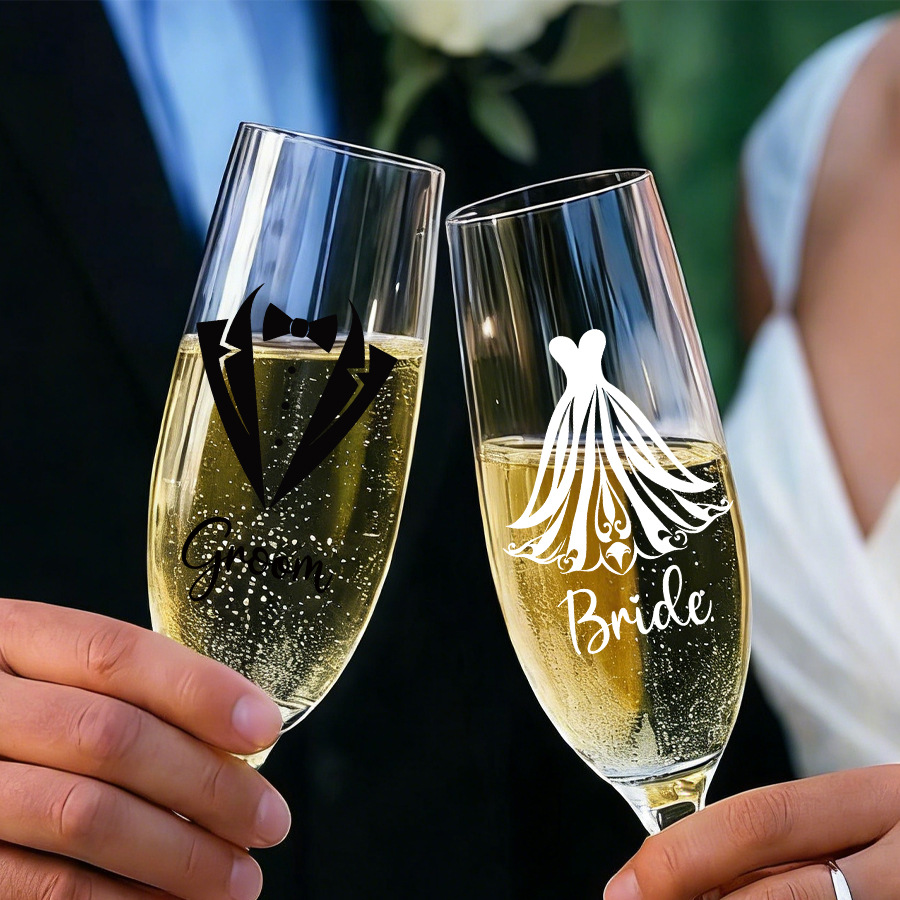 新郎新婦用ウェディングシャンパングラスデコレーションステッカ - Wedding Dress Supply のレビューと価格