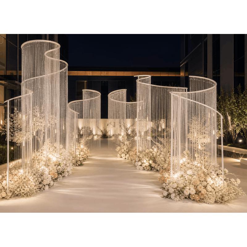 高さ240～300cmの豪華なS字型鉄製アーチとラインカーテ - Wedding Backdrop Curtain のレビューと価格